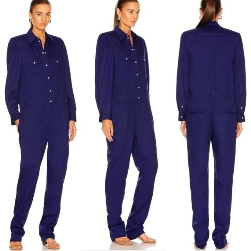 NWOT Isabel Marant Royal Blue Snap Front Collared Jumpsuit 40